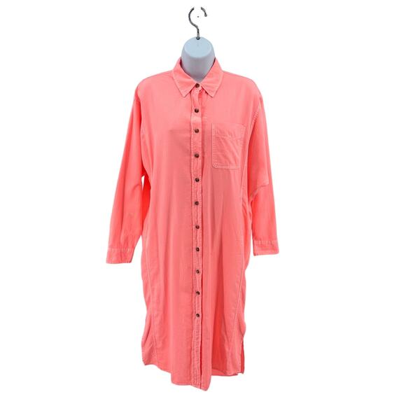 Universal Thread Pink/Orange Long Sleeve Button Down Shirt Dress  WMNS XS - Picture 2 of 11